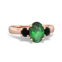 Emerald Three Stone Oval Trellis 14K Rose Gold ring R4024