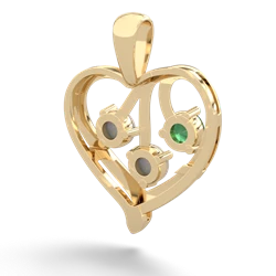 Emerald Glowing Heart 14K Yellow Gold pendant P2233