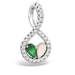Emerald Pave Twist 'One Heart' 14K White Gold pendant P5360