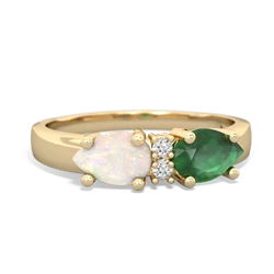 Emerald Pear Bowtie 14K Yellow Gold ring R0865