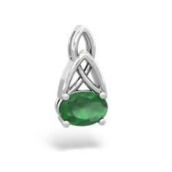 Emerald Celtic Trinity Knot 14K White Gold pendant P2389