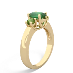 Emerald Three Stone Oval Trellis 14K Yellow Gold ring R4024