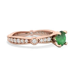 Emerald Sparkling Tiara 6Mm Round 14K Rose Gold ring R26296RD