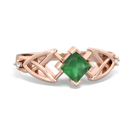 Emerald Celtic Knot Princess 14K Rose Gold ring R3349