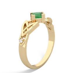 Emerald Celtic Knot Princess 14K Yellow Gold ring R3349