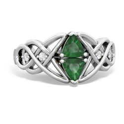 Emerald Keepsake Celtic Knot 14K White Gold ring R5300