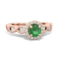 Emerald Infinity Halo Engagement 14K Rose Gold ring R26315RH