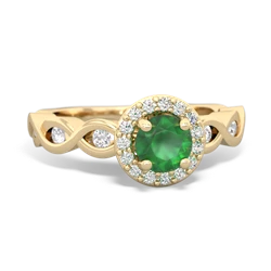 Emerald Infinity Halo Engagement 14K Yellow Gold ring R26315RH