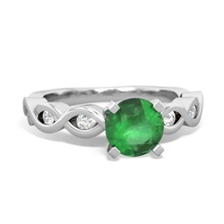 Emerald Infinity 6Mm Round Engagement 14K White Gold ring R26316RD