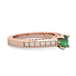 Emerald Art Deco Engagement 5Mm Round 14K Rose Gold ring R26355RD