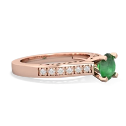 Emerald Art Deco Engagement 6Mm Round 14K Rose Gold ring R26356RD