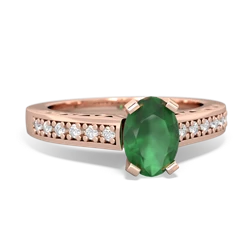 Emerald Art Deco Engagement 7X5mm Oval 14K Rose Gold ring R26357VL
