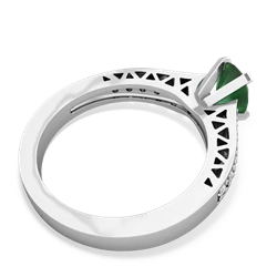 Emerald Art Deco Engagement 7X5mm Oval 14K White Gold ring R26357VL