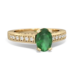 Emerald Art Deco Engagement 7X5mm Oval 14K Yellow Gold ring R26357VL