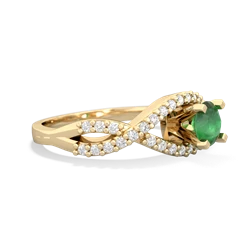 Emerald Diamond Twist 5Mm Round Engagment  14K Yellow Gold ring R26405RD