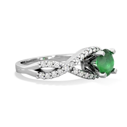 Emerald Diamond Twist 6Mm Round Engagment  14K White Gold ring R26406RD