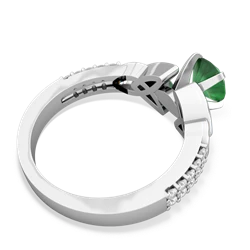 Emerald Celtic Knot 6Mm Round Engagement 14K White Gold ring R26446RD