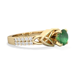 Emerald Celtic Knot 6Mm Round Engagement 14K Yellow Gold ring R26446RD