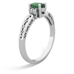 Emerald Filligree Scroll Oval 14K White Gold ring R0812