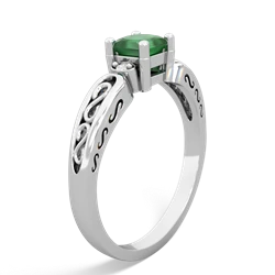 Emerald Filligree Scroll Square 14K White Gold ring R2430
