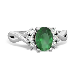 Emerald Victorian Twist 14K White Gold ring R2497