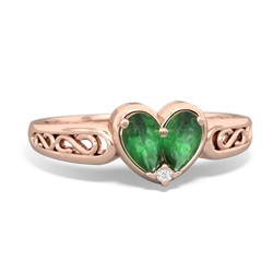 Emerald Filligree 'One Heart' 14K Rose Gold ring R5070