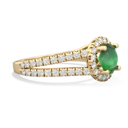 Emerald Pave Halo 14K Yellow Gold ring R5490