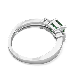 Emerald Art Deco East-West 14K White Gold ring R2590
