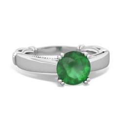 Emerald Renaissance 14K White Gold ring R27806RD