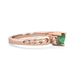 Emerald Filligree Scroll Heart 14K Rose Gold ring R2429