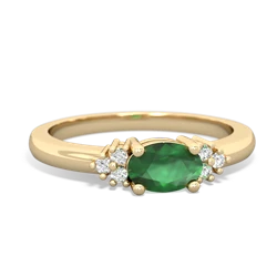 Emerald Simply Elegant East-West 14K Yellow Gold ring R2480