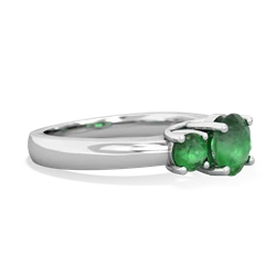Emerald Three Stone Round Trellis 14K White Gold ring R4018