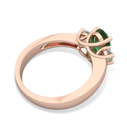 Emerald Diamond Three Stone Oval Trellis 14K Rose Gold ring R4024