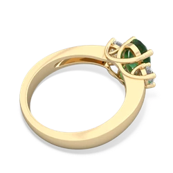 Emerald Diamond Three Stone Oval Trellis 14K Yellow Gold ring R4024