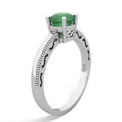Emerald Milgrain Filigree 14K White Gold ring R5090