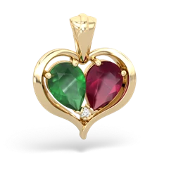 Emerald Two Become One 14K Yellow Gold pendant P5330