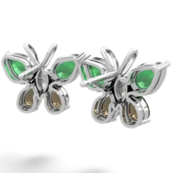 Emerald Butterfly 14K White Gold earrings E2215