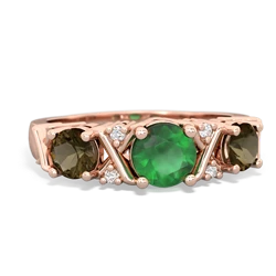 Emerald Hugs And Kisses 14K Rose Gold ring R5016