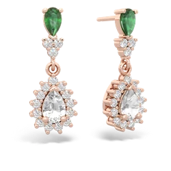 Emerald Halo Pear Dangle 14K Rose Gold earrings E1882
