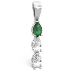 Emerald Dew Drops 14K White Gold pendant P2251