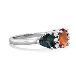 Fire Opal Antique Style Three Stone 14K White Gold ring R2186