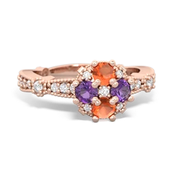 Fire Opal Sparkling Tiara Cluster 14K Rose Gold ring R26293RD
