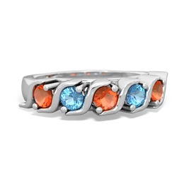 Fire Opal Anniversary Band 14K White Gold ring R2089