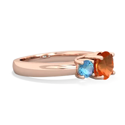 Fire Opal Three Stone Round Trellis 14K Rose Gold ring R4018
