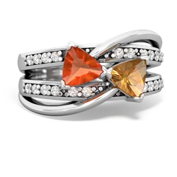 Fire Opal Bowtie 14K White Gold ring R2360