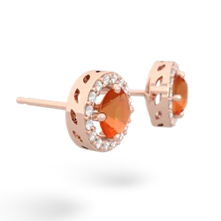 Fire Opal Halo 14K Rose Gold earrings E5320