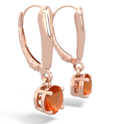 Fire Opal 6Mm  Round Lever Back 14K Rose Gold earrings E2786