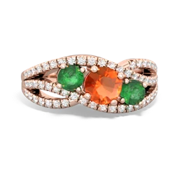 Fire Opal Three Stone Aurora 14K Rose Gold ring R3080