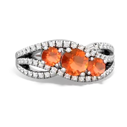 Fire Opal Three Stone Aurora 14K White Gold ring R3080