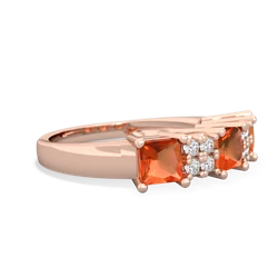 Lab Ruby Three Stone Diamond Cluster 14K Rose Gold ring R2592